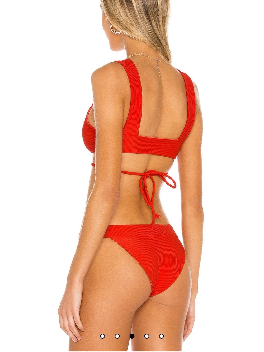 Lovers + Friends Coral-Red Ribbed Bikini Set - Picture 2 of 5